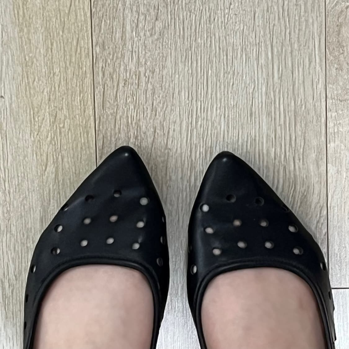 뾰족코 블랙 통굽 슬링백 힐 6cm / 250mm 상품이미지4