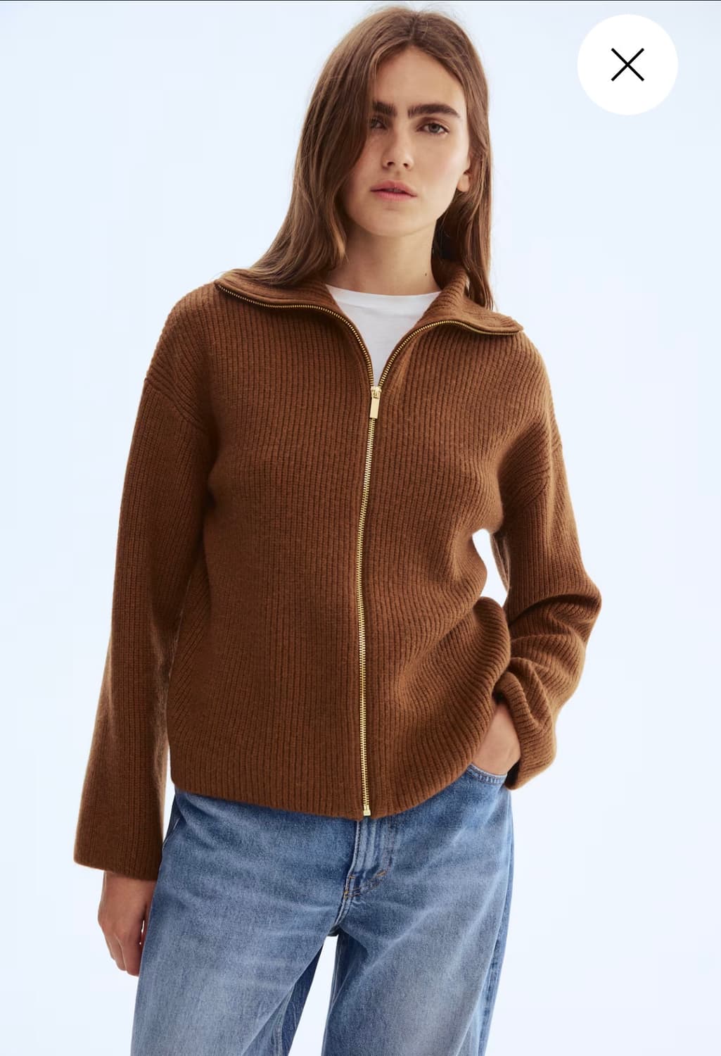 h&m 집업 가디건 브라윤 상품이미지3