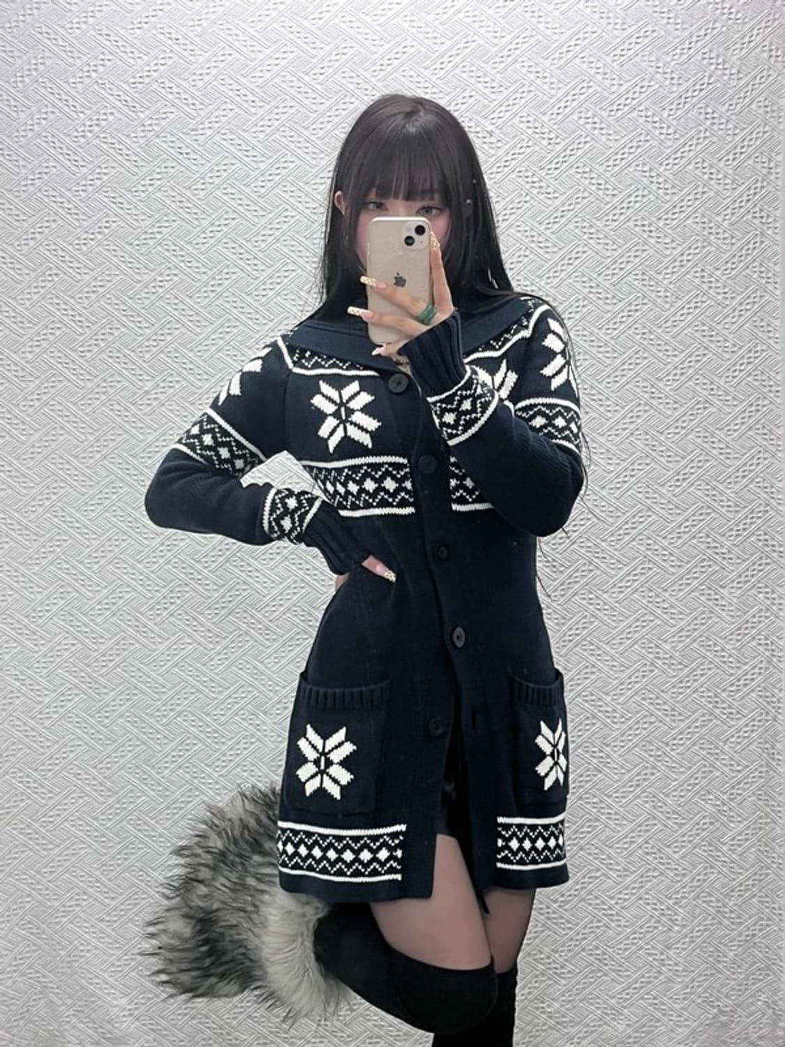 타미힐피거 여리 슬림핏 노르딕 스노우 니트 롱 가디건 S C09617 상품이미지2