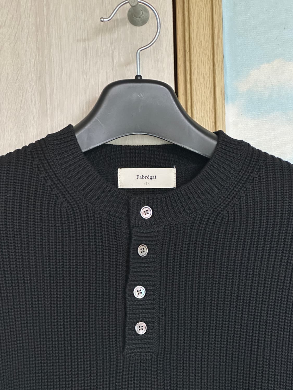 (2) 파브레가 헤비 코튼 헨리넥 니트 블랙 상품이미지3