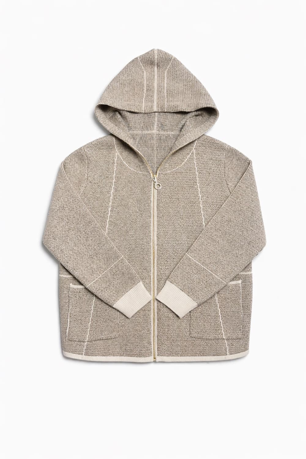 JPN 일본 빈티지 Y2K 모리걸 미니멀 베이지 멜란지 니트 후드집업 상품이미지1