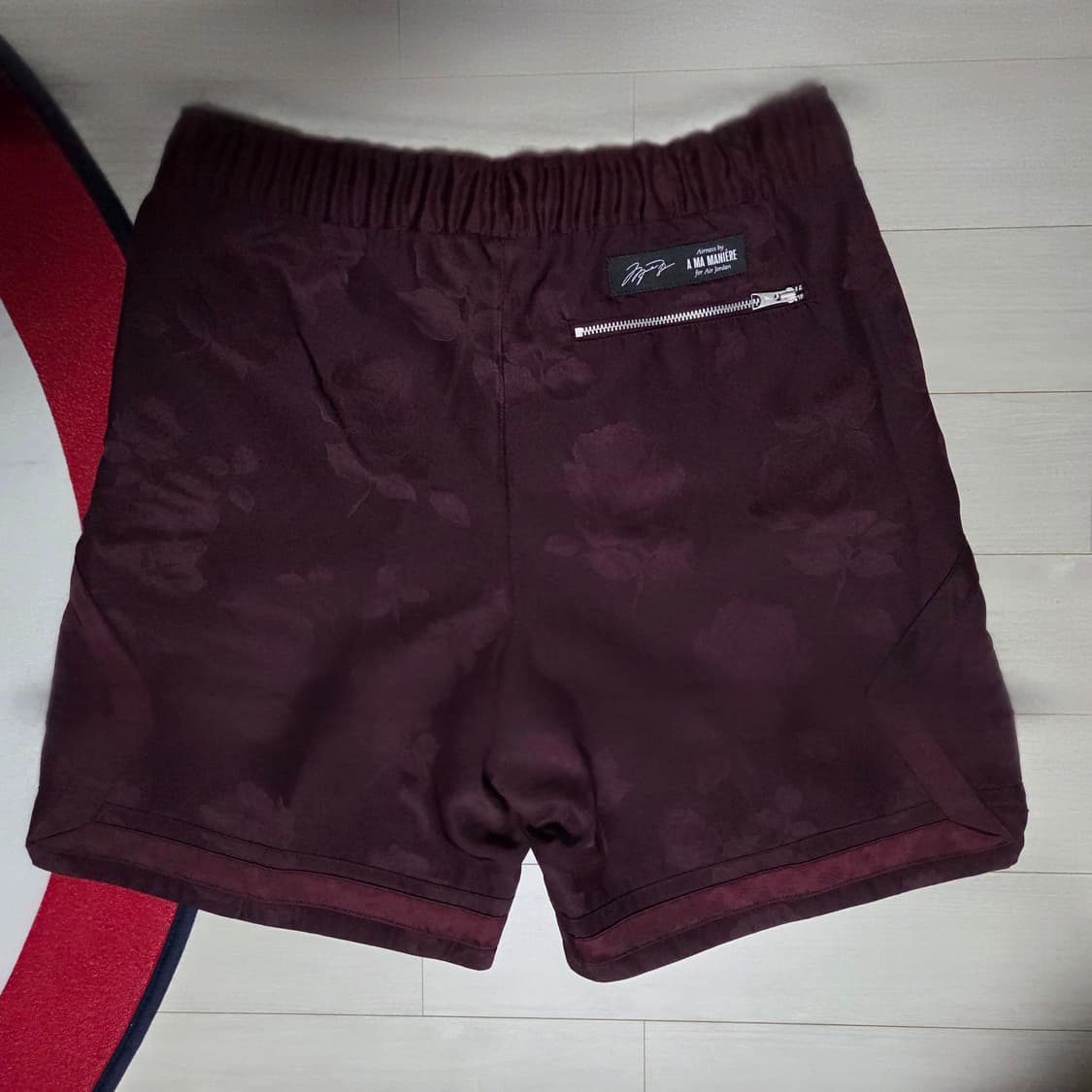 [us/eu S] 조던 x 아마 마니에르 자카드 쇼츠 버건디 크러쉬 상품이미지2