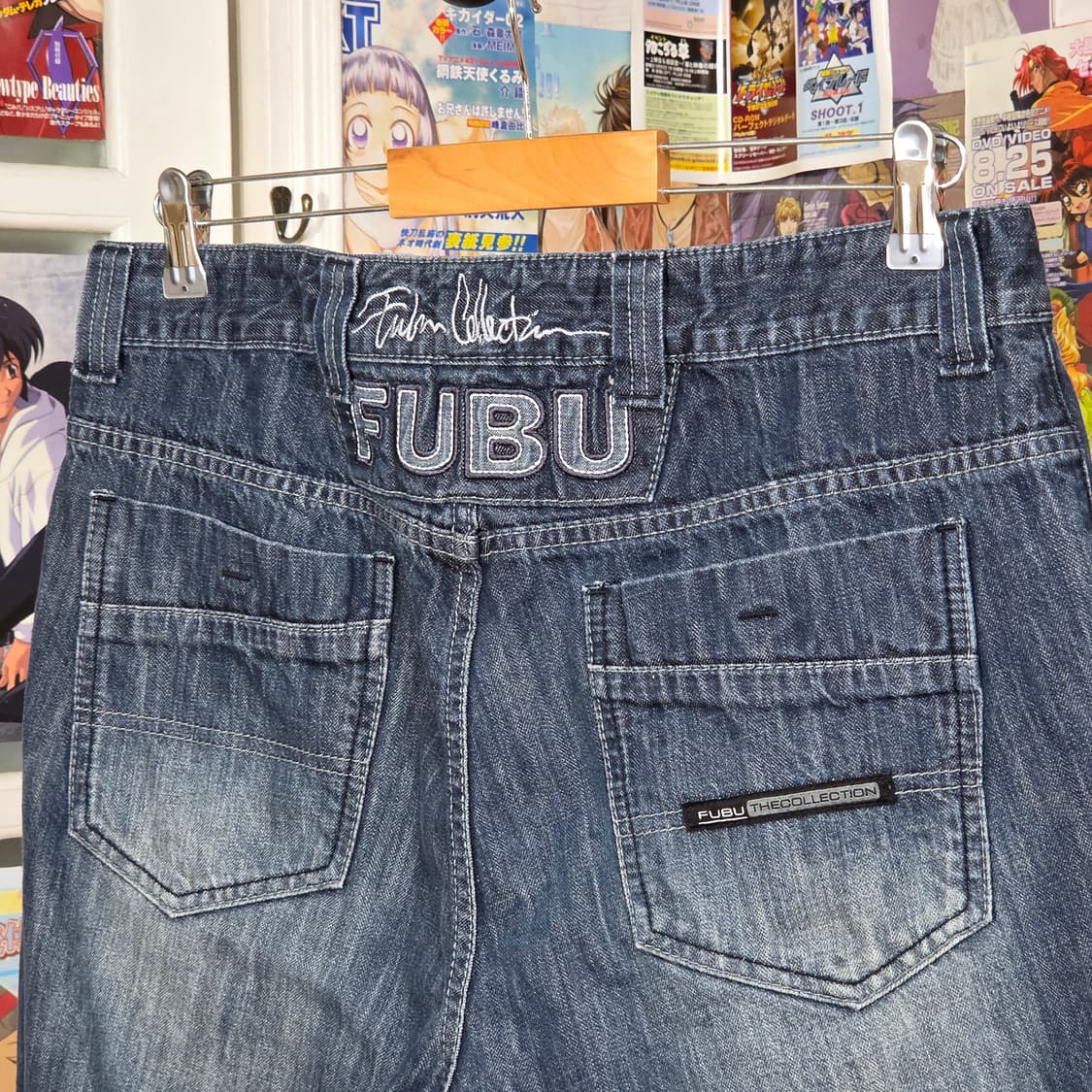 후부 진청 워싱 패치 데님 팬츠 상품이미지6