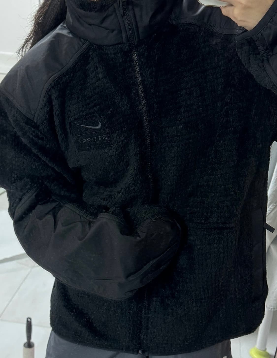 스투시 나이키 플리스 집업 블랙 상품이미지5