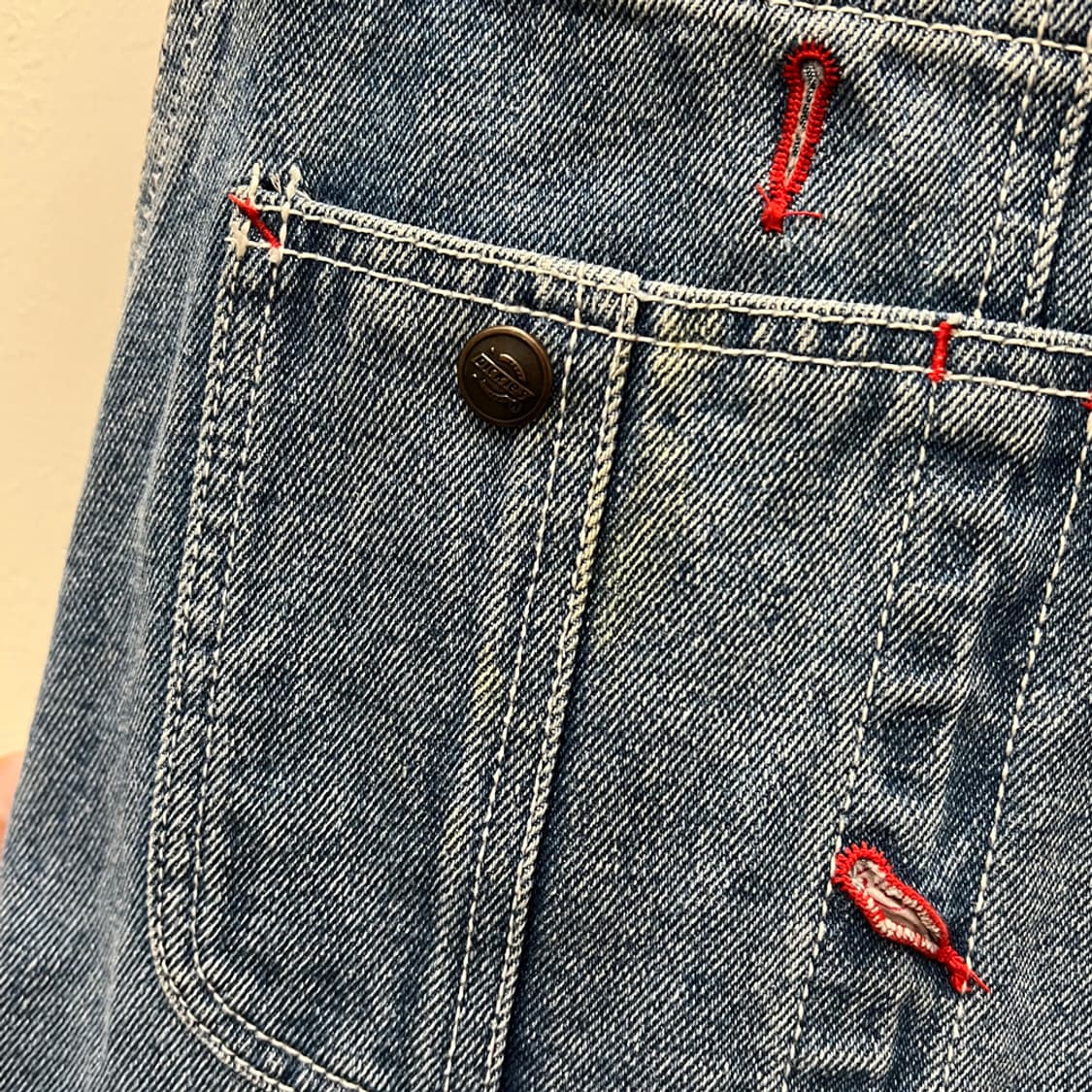 디키즈 연청 데님 오버롤 멜빵 스커트 S 상품이미지5