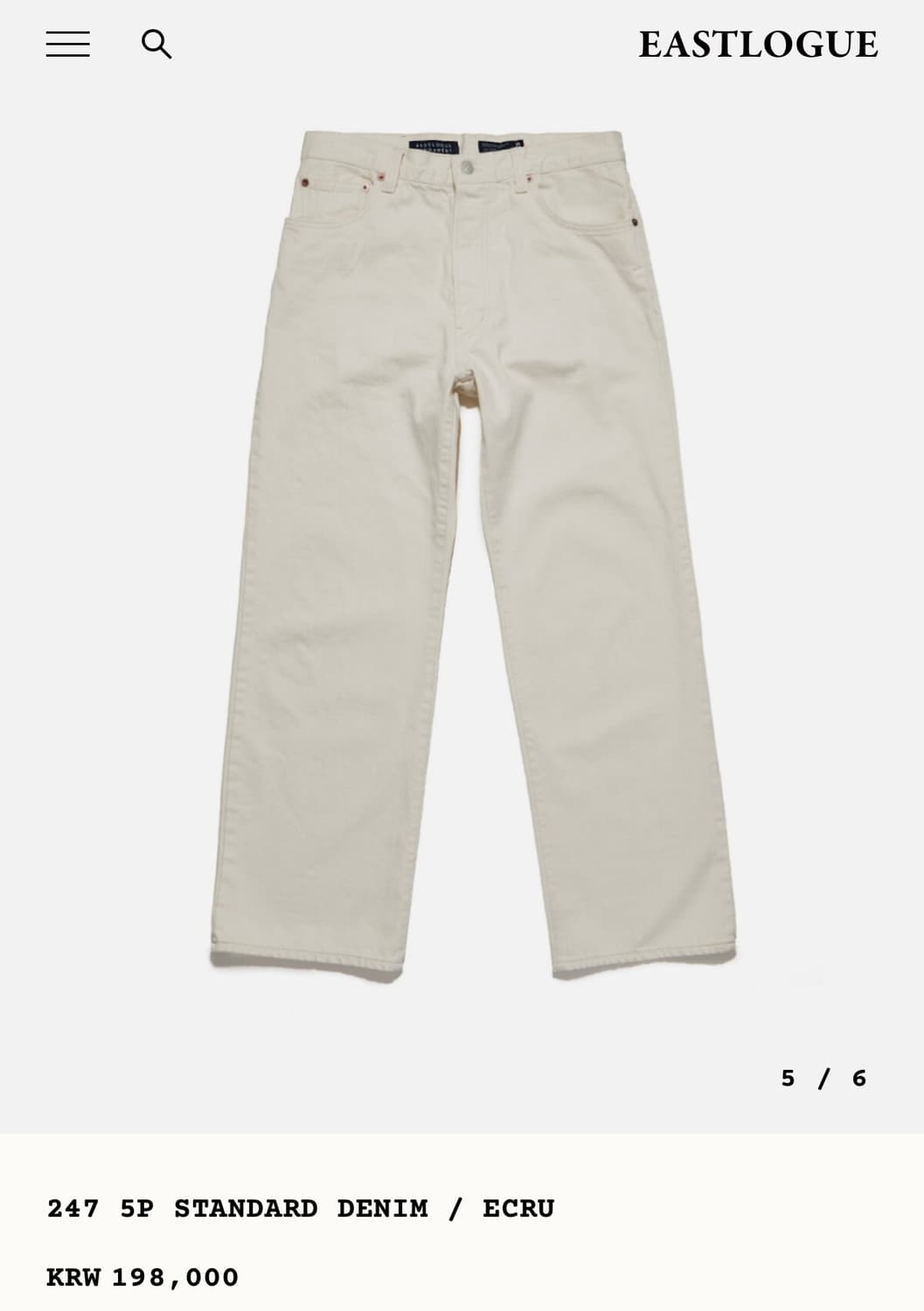 [XL] 이스트로그퍼머넌트 247 5P 스탠다드 데님 에크루 상품이미지1