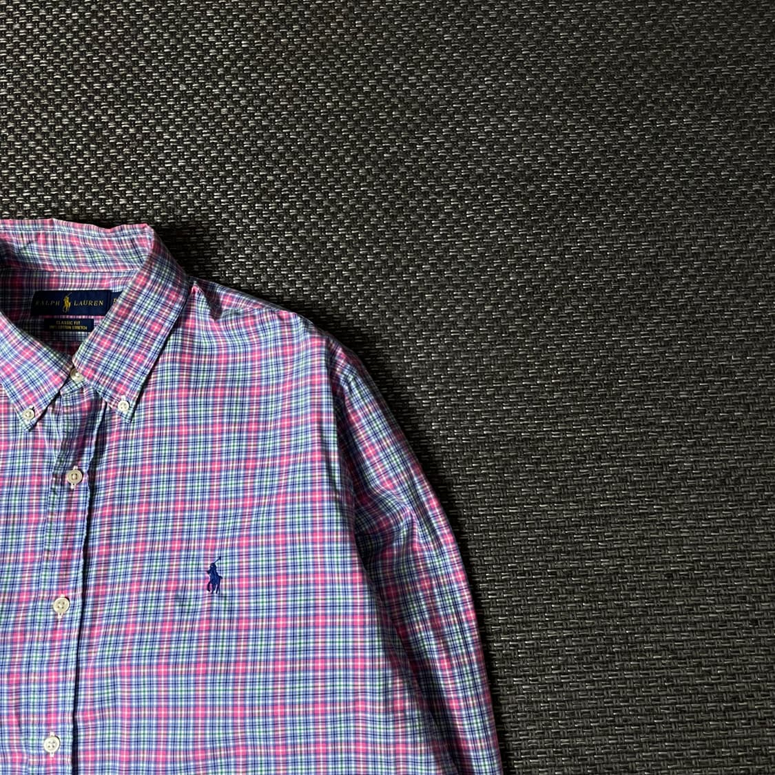 폴로랄프로렌 핑크 그린 퍼플 멀티배색 체크 긴팔 셔츠 클래식핏 XL 상품이미지3