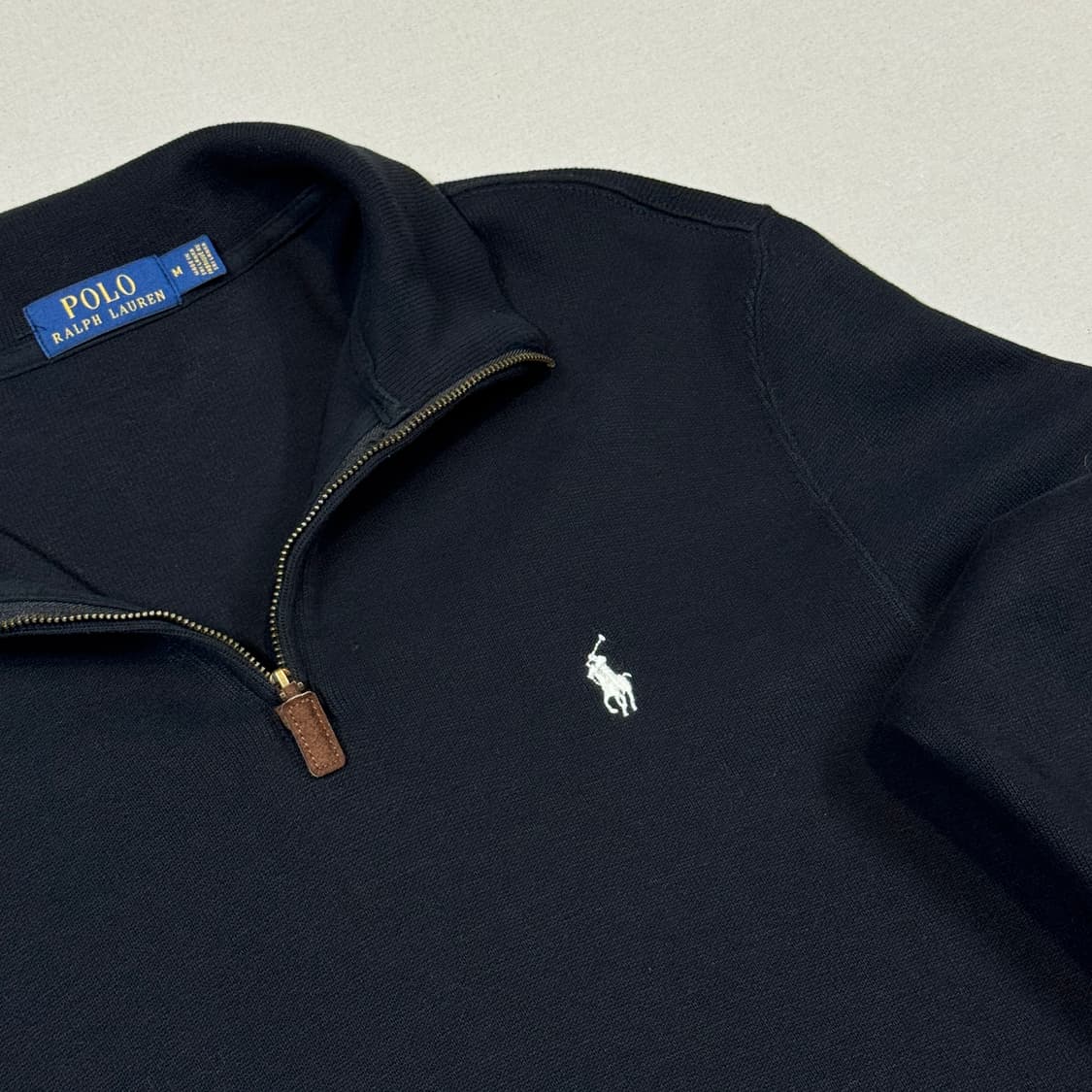 M) 폴로 랄프로렌 반집업 풀오버 코튼 니트 블랙 상품이미지4