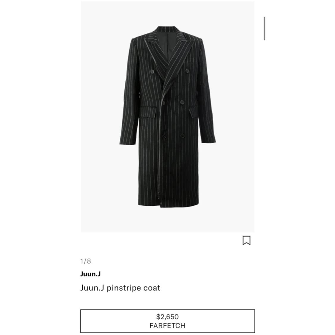 준지 핀 스트라이프 유틸리티 라이너 더블 브레스티드 롱코트 상품이미지3