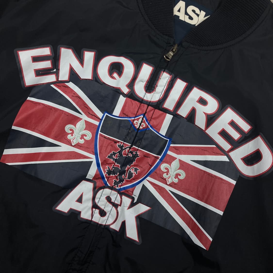 ASK 블랙 컬러  y2k 유니언 잭 빅로고 자켓 상품이미지2