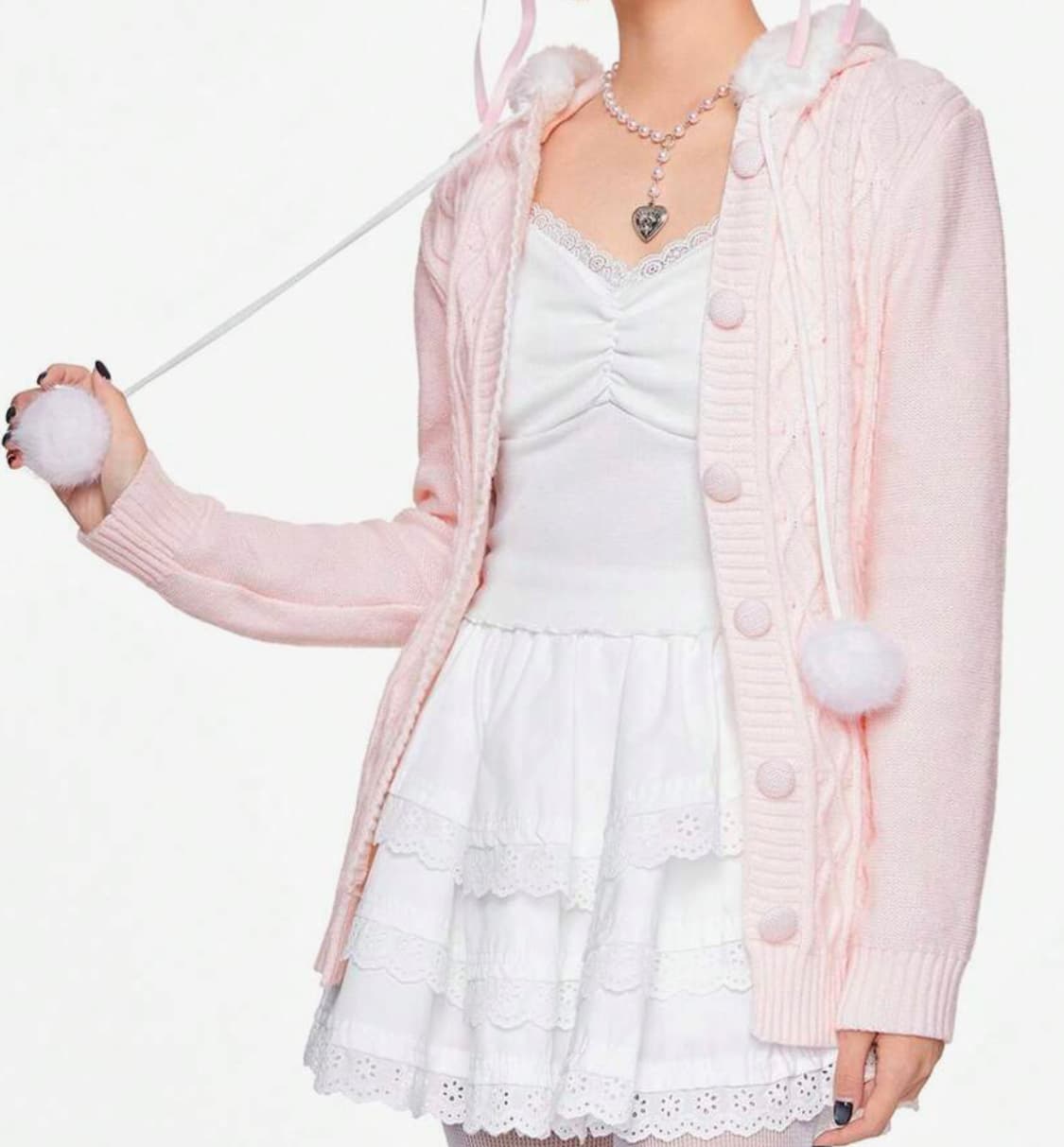 롬위 히메카지 폼폼 버튼 가디건  상품이미지1