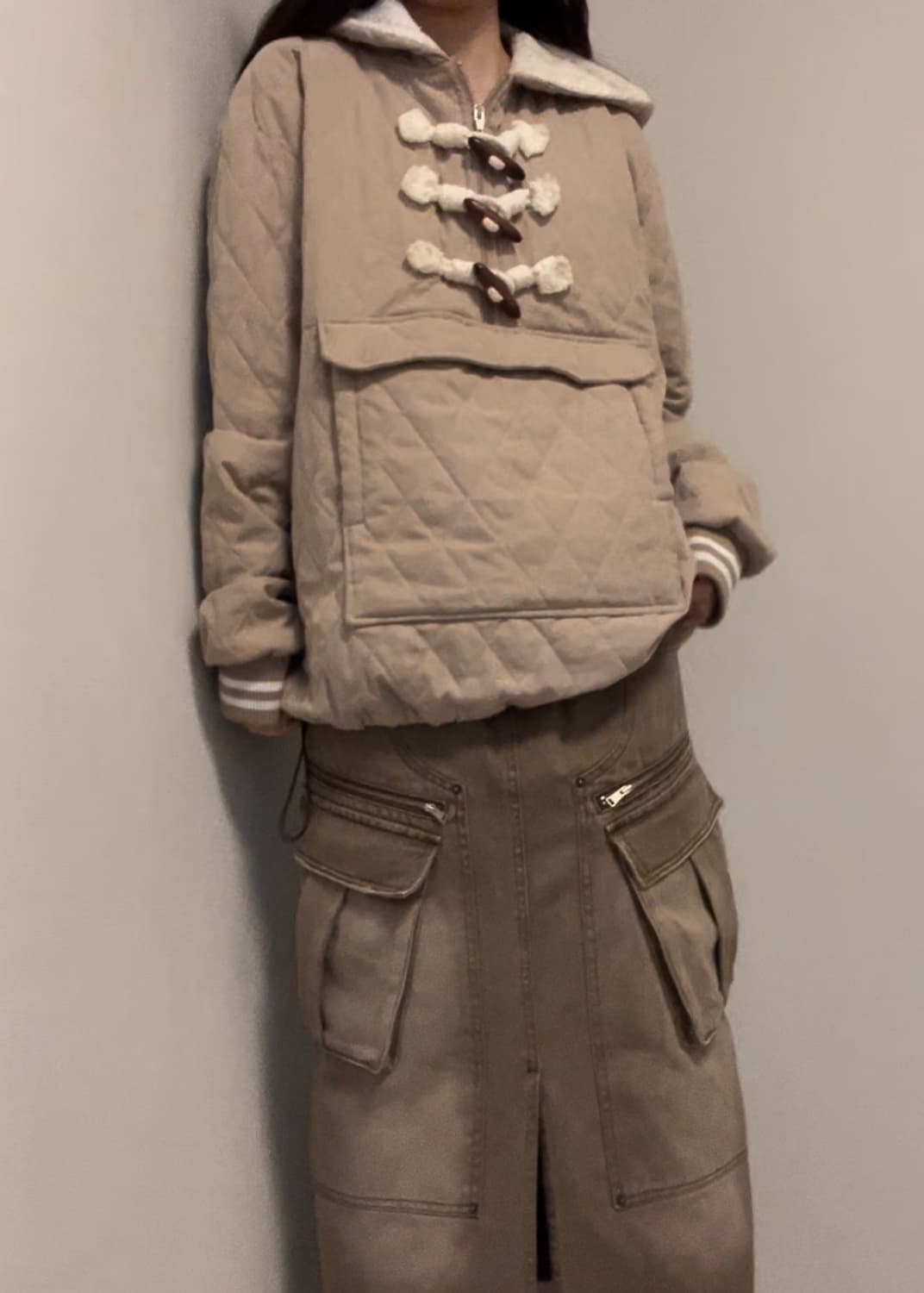 quilting duffle kangaroo anorak hood 상품이미지2