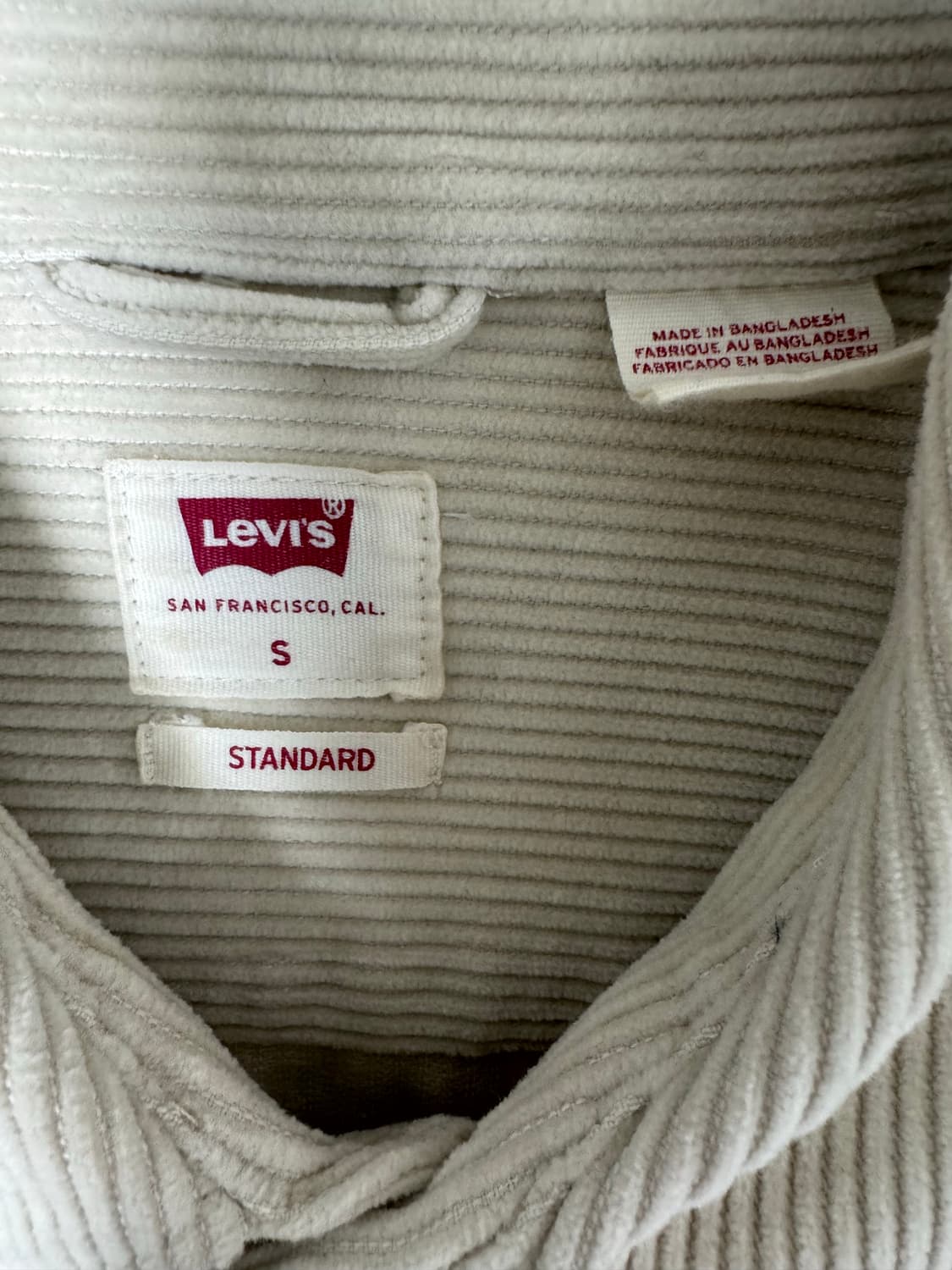 Levi’s Corduroy Shirt (S) 아이보리 상품이미지3