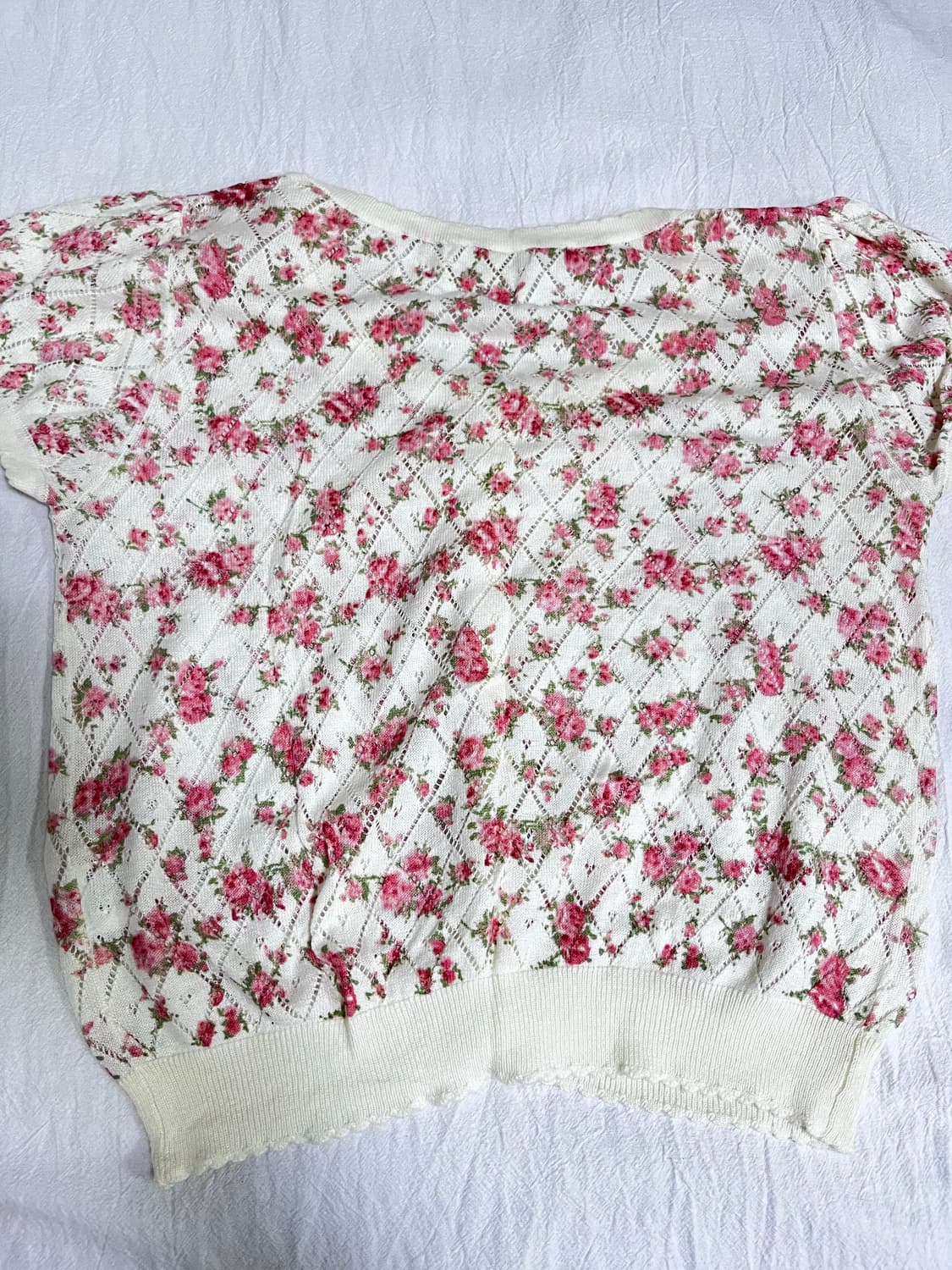 빈티지 꽃무늬 반팔니트 가디건  상품이미지3