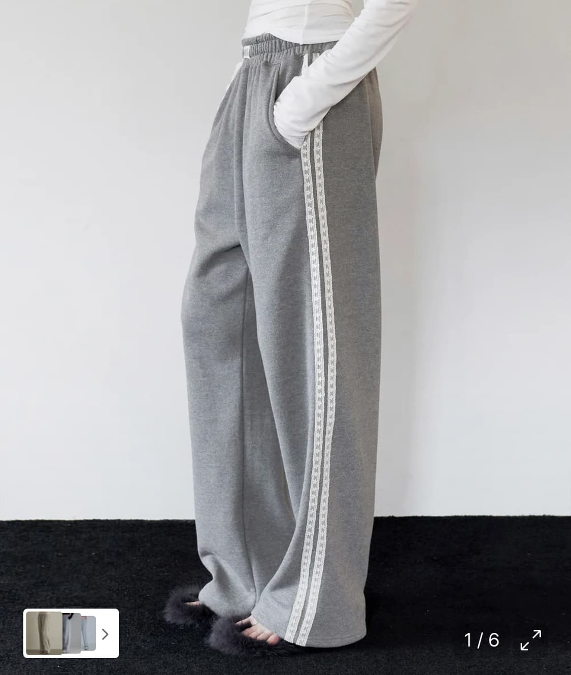 락케이크 레이스 라인 투웨이 조거 그레이 S 상품이미지1