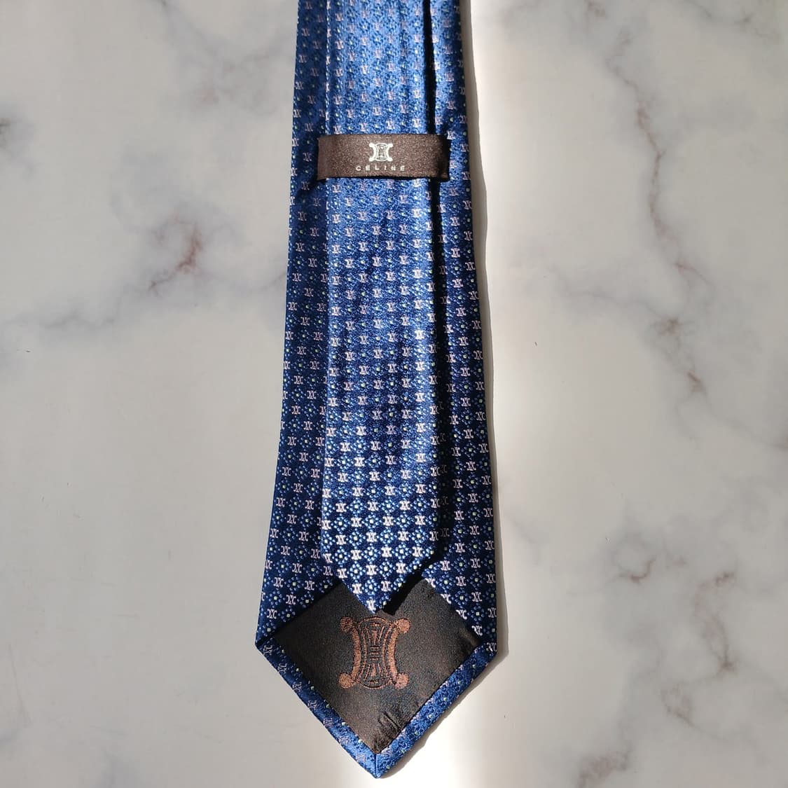 셀린느 실크 네이비 트리오페 패턴 넥타이 8.8cm A+~A등급 E712 상품이미지5
