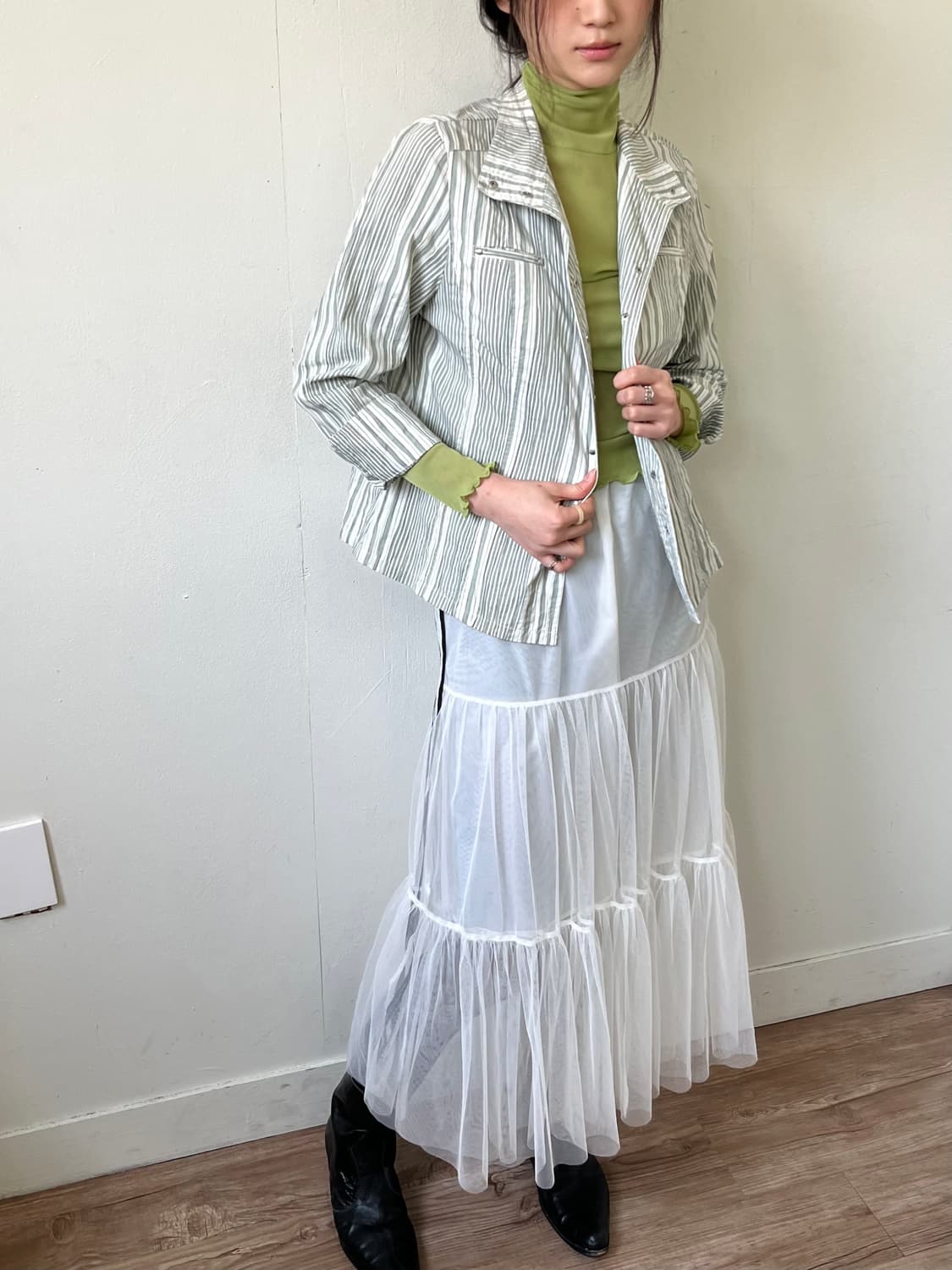 Lady’s Mode 민트 스트라이프 셔츠 자켓 상품이미지4