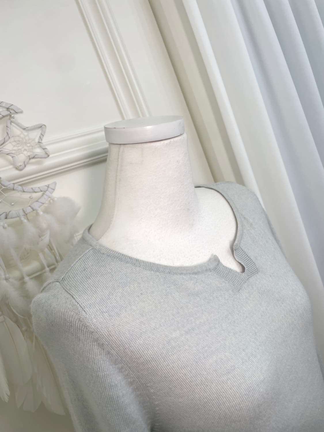 mint melange basic neck point knit top 상품이미지8