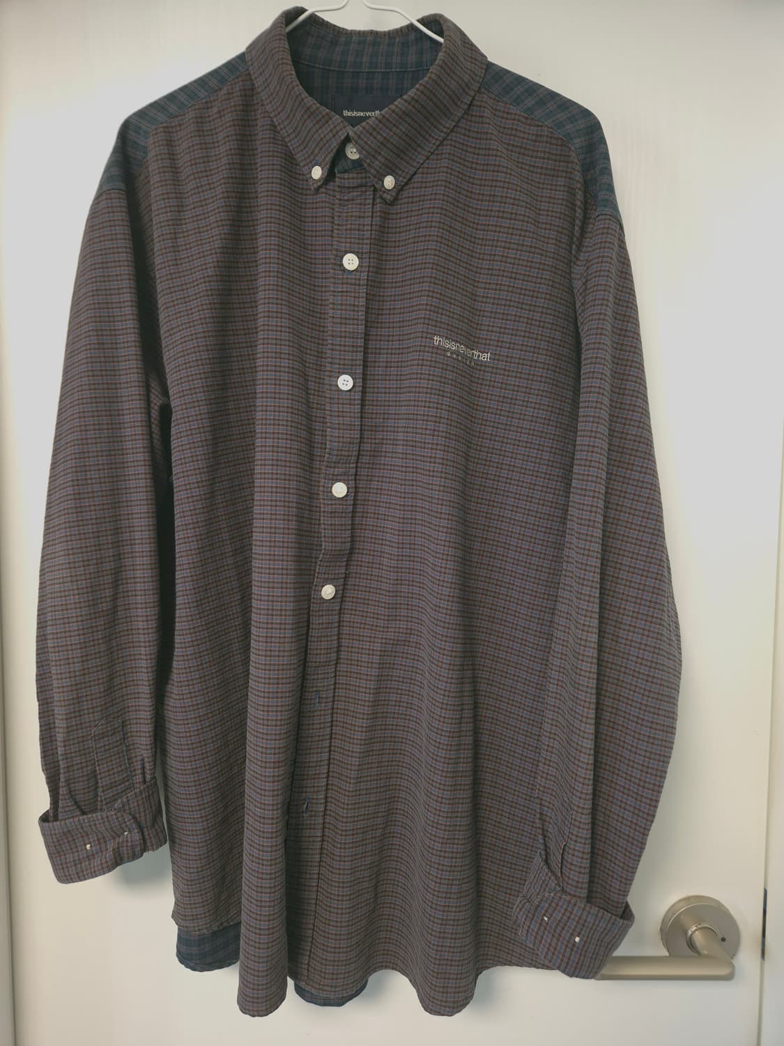 디스이즈네버댓 Mixed check shirts navy XL 상품이미지2
