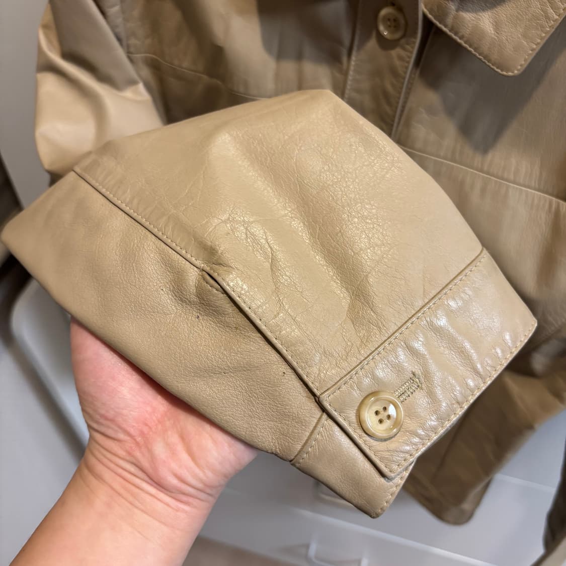 베이지 리얼 소가죽 100% 가죽자켓 레더자켓 L 상품이미지8