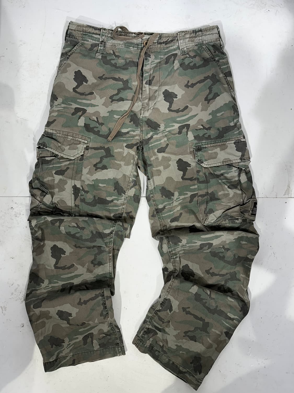 일본 빈티지 camp 카키 카모 와이드 카고 팬츠  상품이미지4