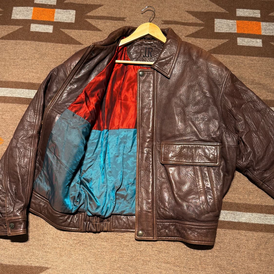JR 빈티지 헤비 양가죽 A-2 레더 자켓 L 105 봄버 브라운 상품이미지1
