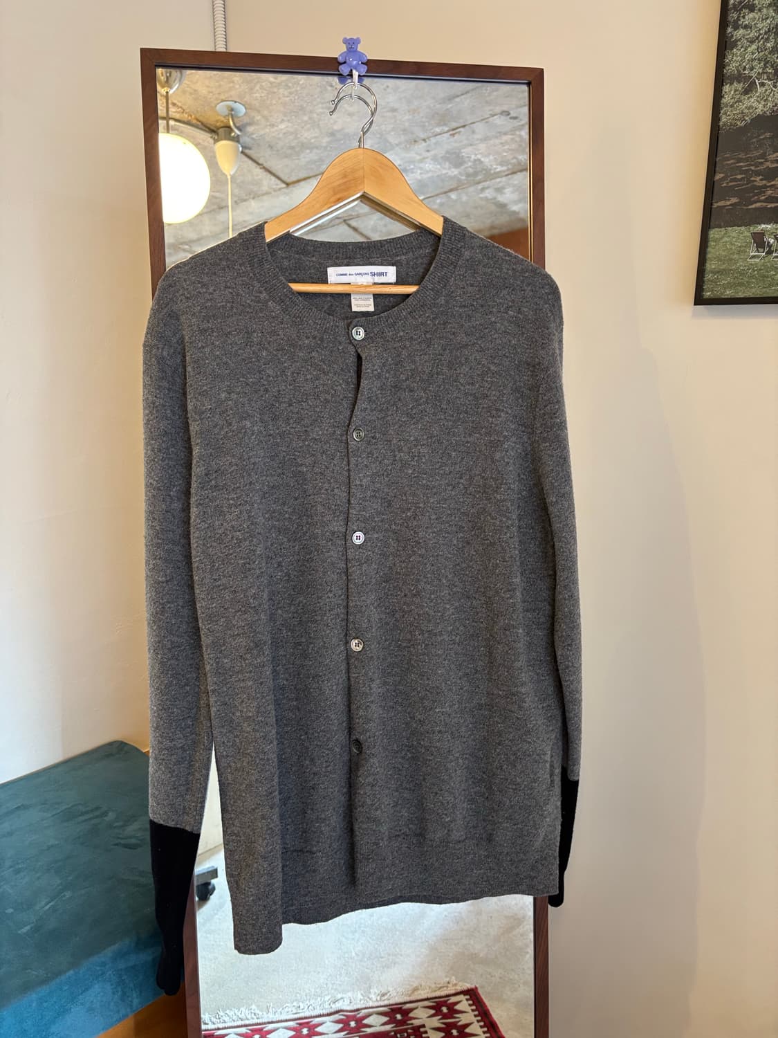 꼼데가르송 셔츠 그레이 블랙 라운드넥 가디건 상품이미지1