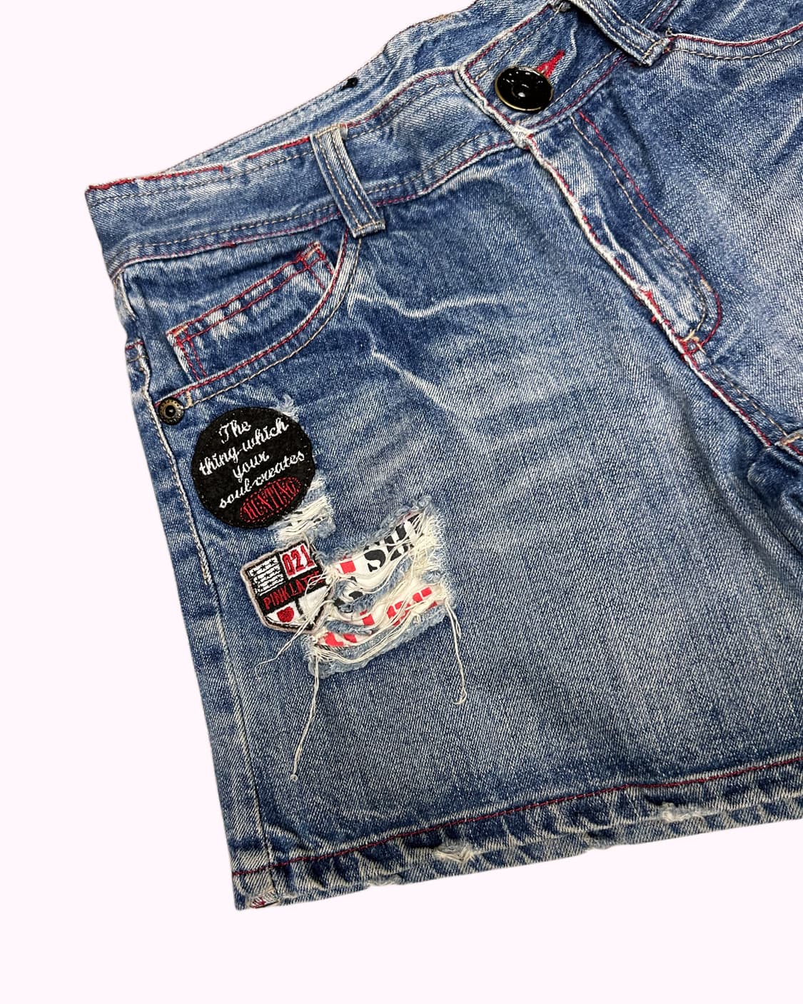 disstressed lettering denim shorts 상품이미지3