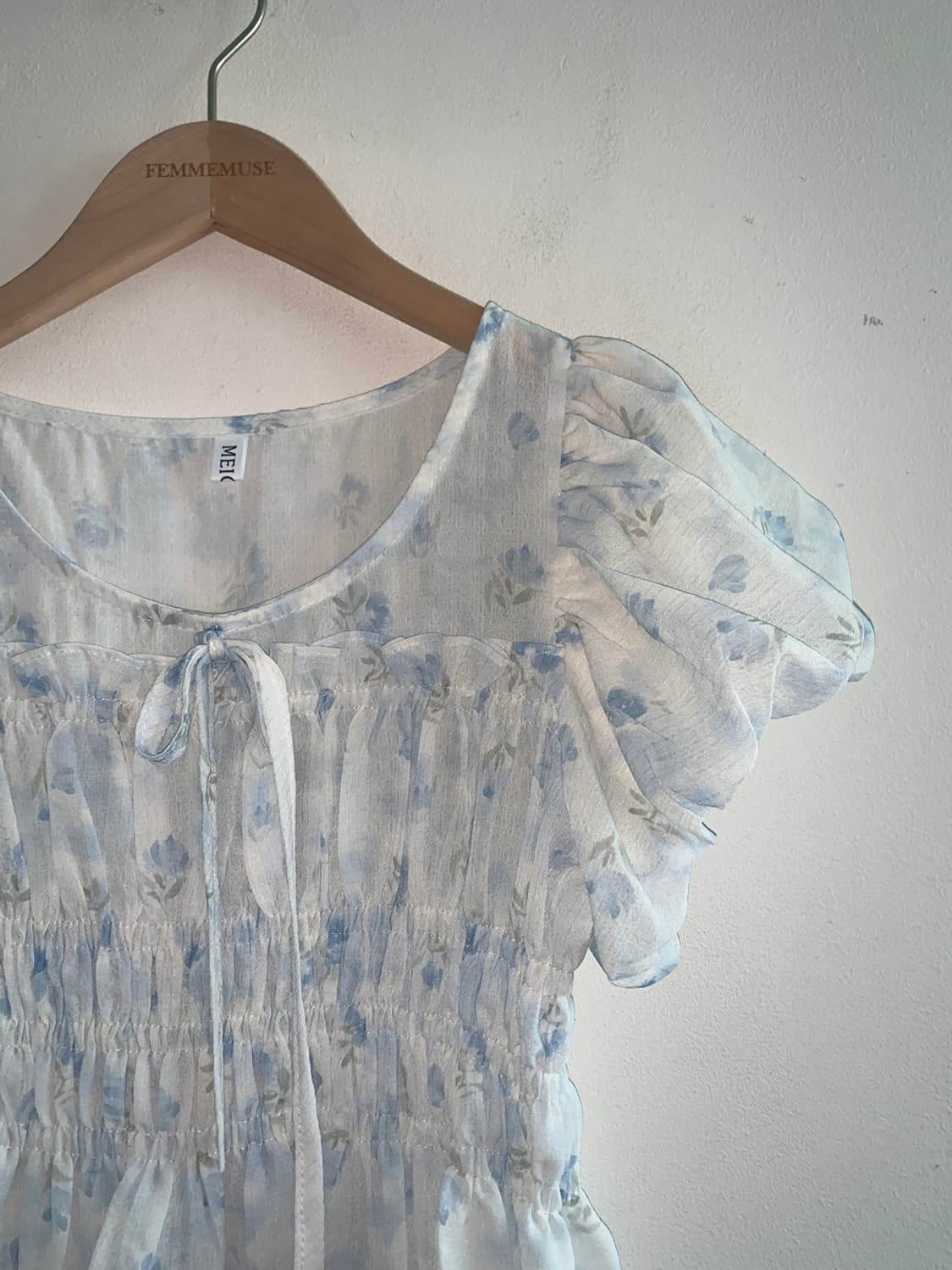 Floret shirring blouse top(sky blue) 상품이미지4
