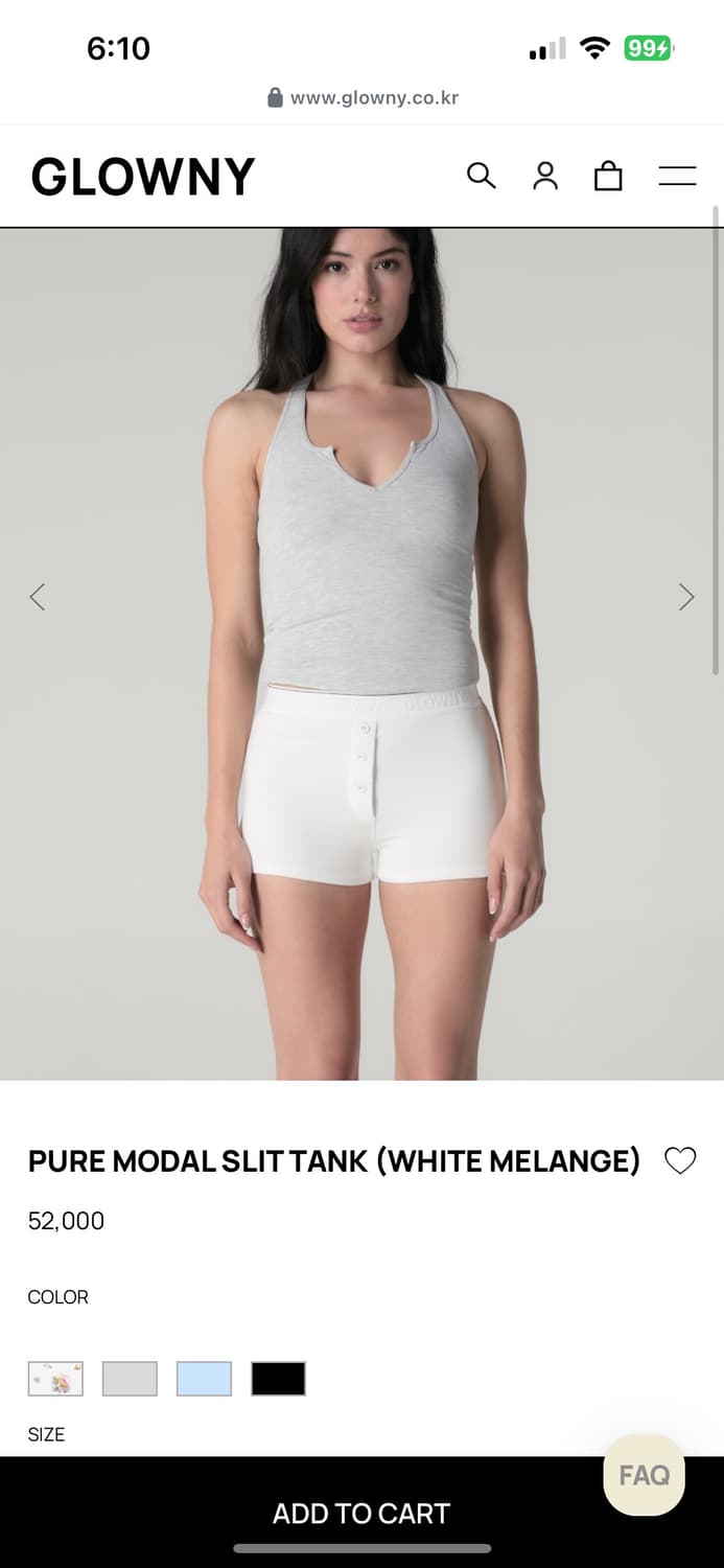 글로니 퓨어 모달 슬립 탱크 나시 화이트멜란지 m 새거팝니다 상품이미지2