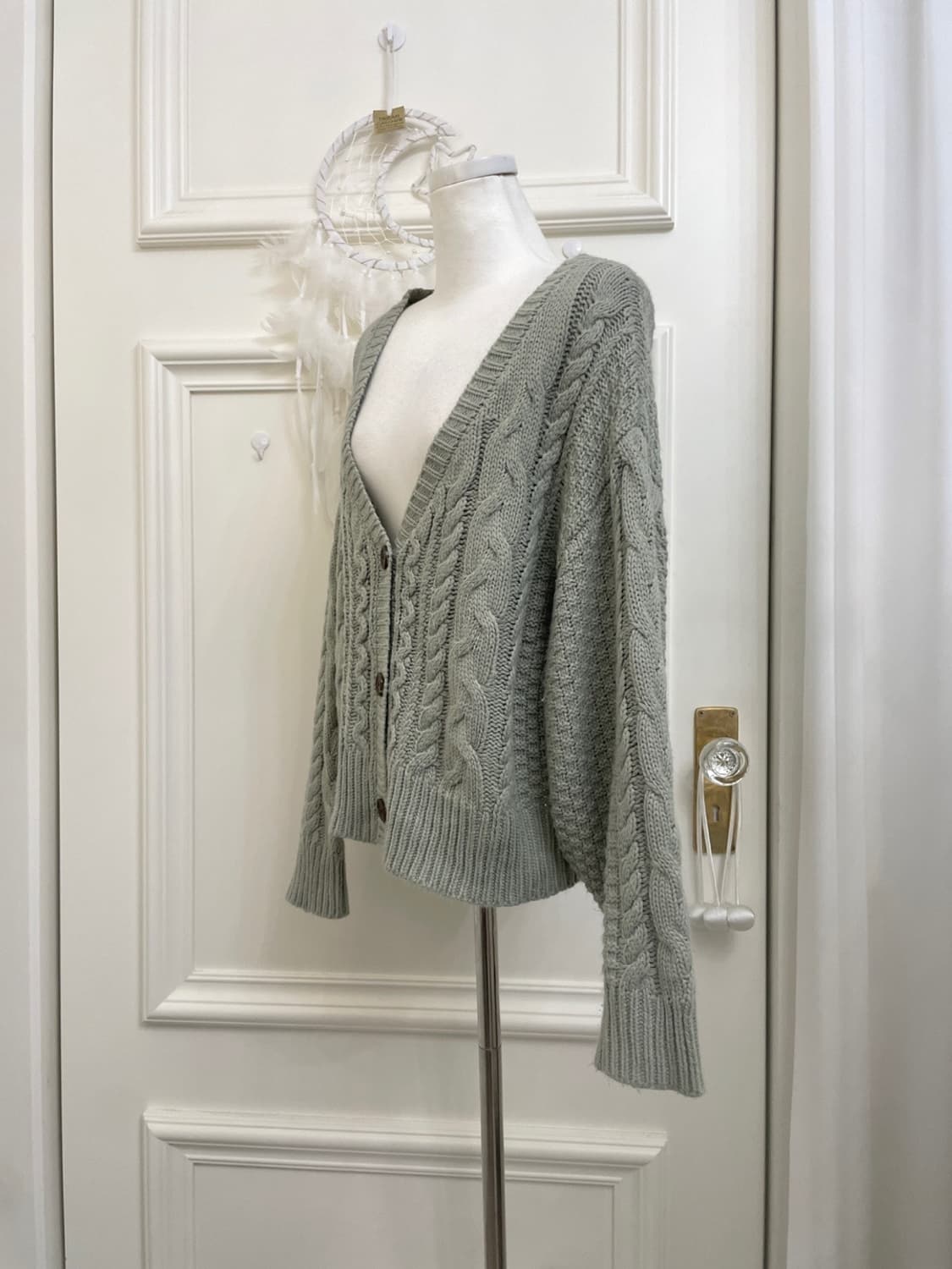 indi green twist loose cardigan(size-M) 상품이미지2