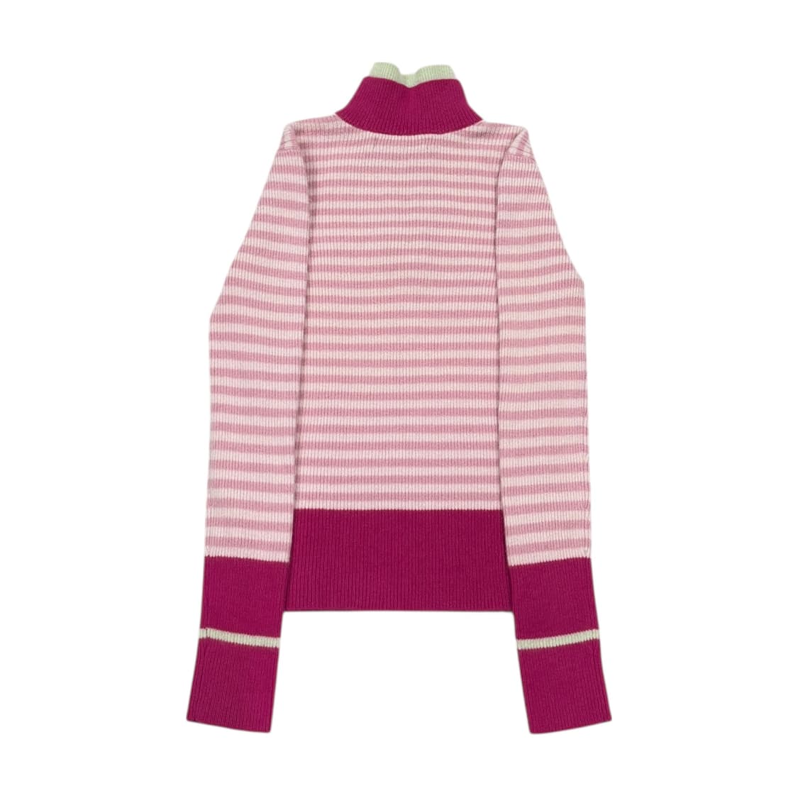 타미힐피거 빈티지 딱붙핏 스트라이프 핑크 울 니트 하프집업 XS 상품이미지3