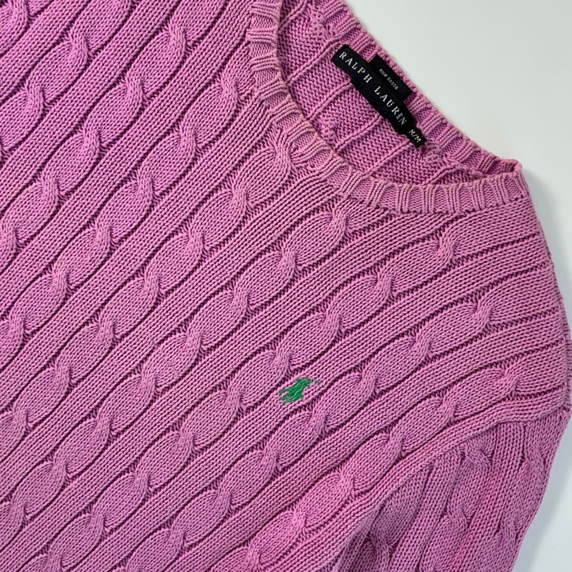 Polo 폴로 랄프로렌 우먼스 라벤더핑크 케이블 라운드 니트 상품이미지3
