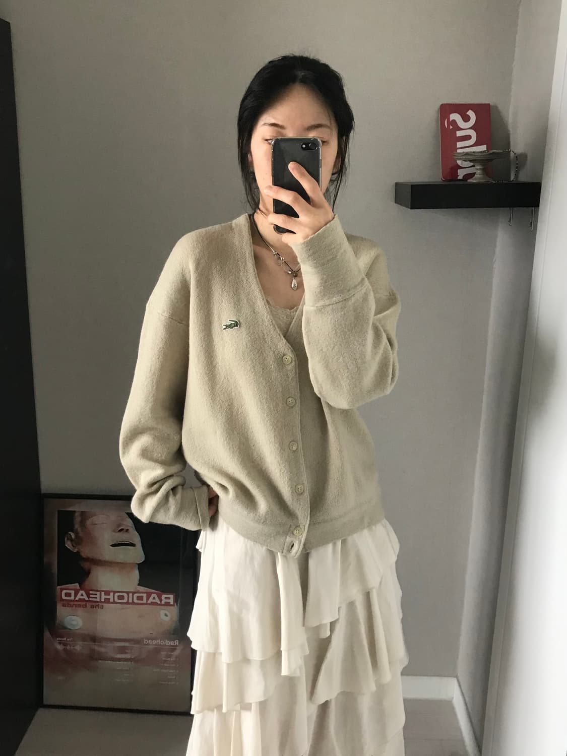 라코스테 (주)서광 올드스쿨 모 브이넥 가디건 아이보리 상품이미지4