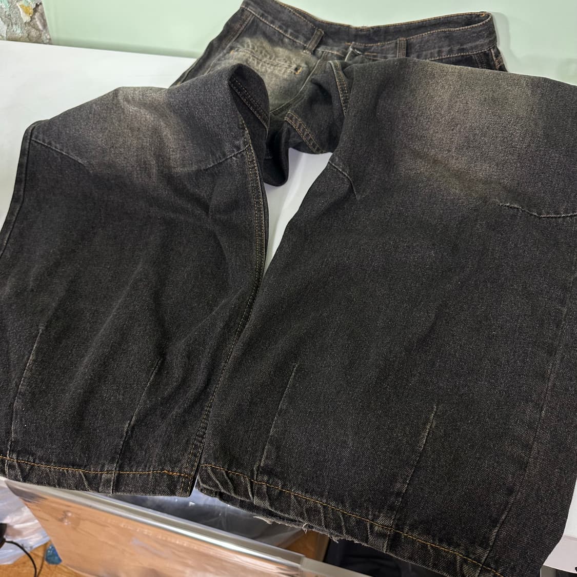 L 트릴리온 하이웨스트 녹워시드 벌룬와이드핏 데님팬츠 상품이미지5