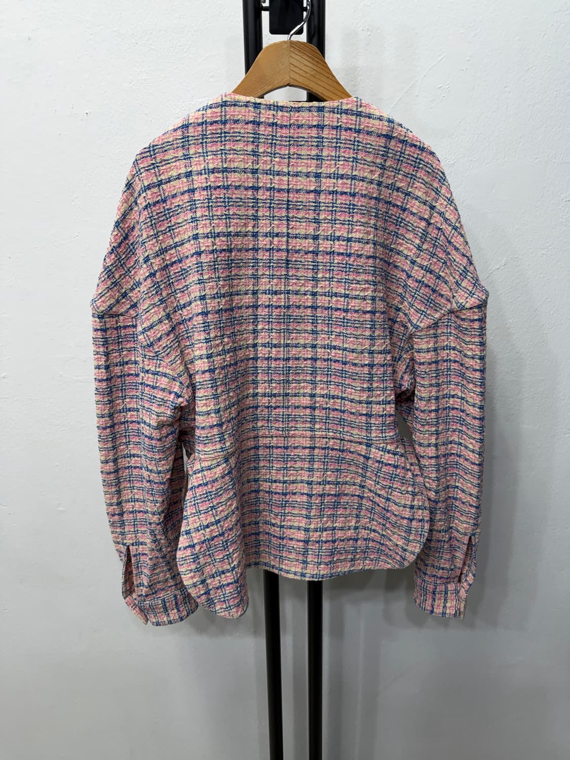 정품) SYSTEM 시스템 한섬 핑크 체크 트위드 자켓 88 상품이미지5