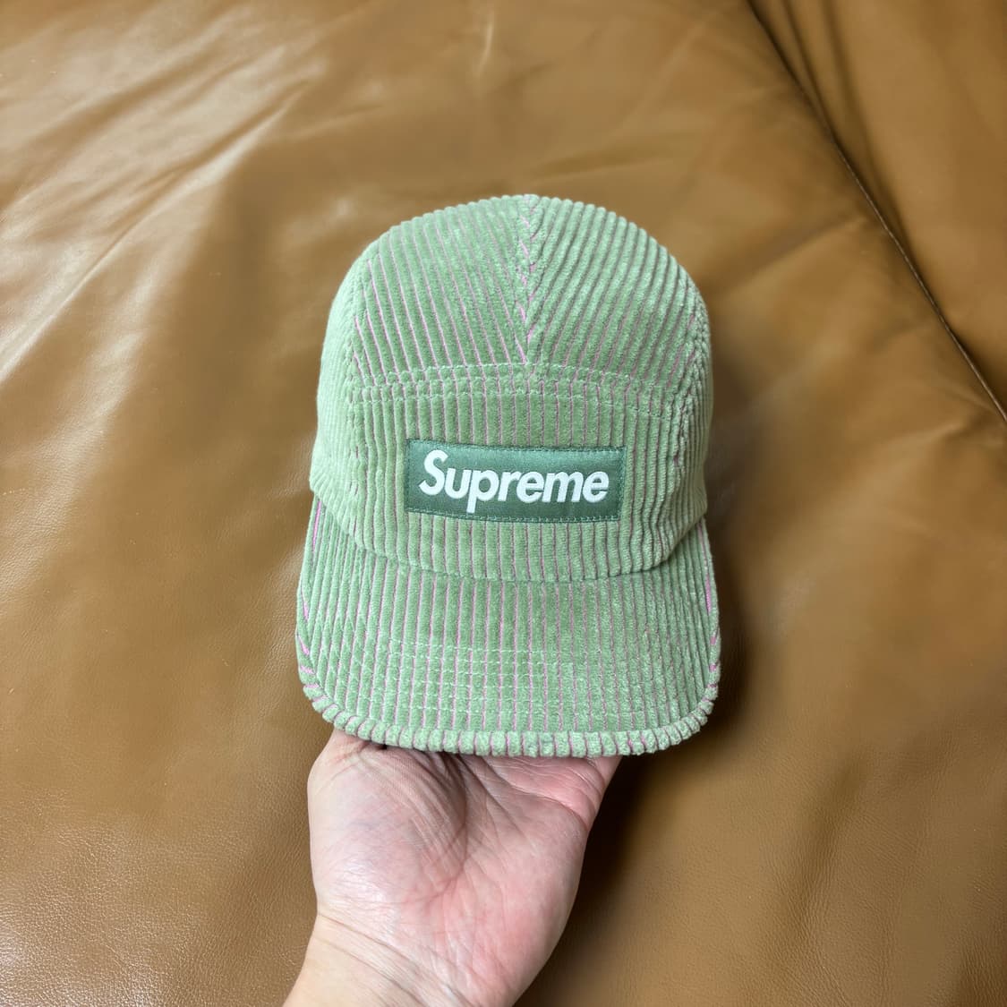슈프림 캠프캡 모자 박스로고 23ss 코듀로이 투톤 그린 상품이미지3
