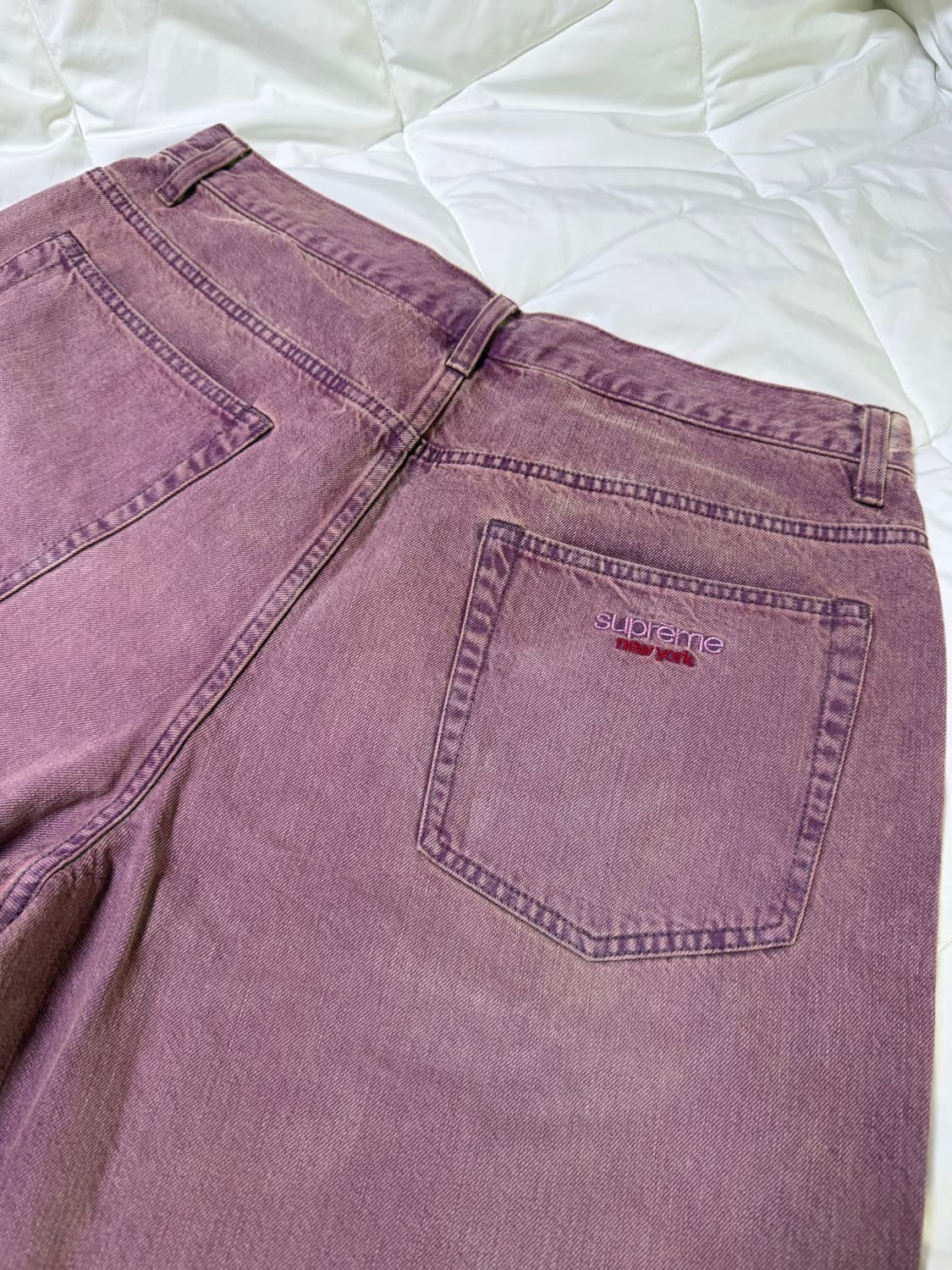 26ss 슈프림 배기 데님 쇼츠 Overdyed Purple 상품이미지1