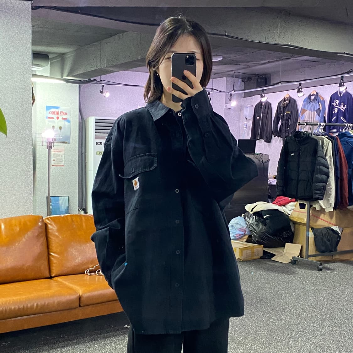 칼하트 패치로고 투포켓 블랙 셔츠 B3164 상품이미지1