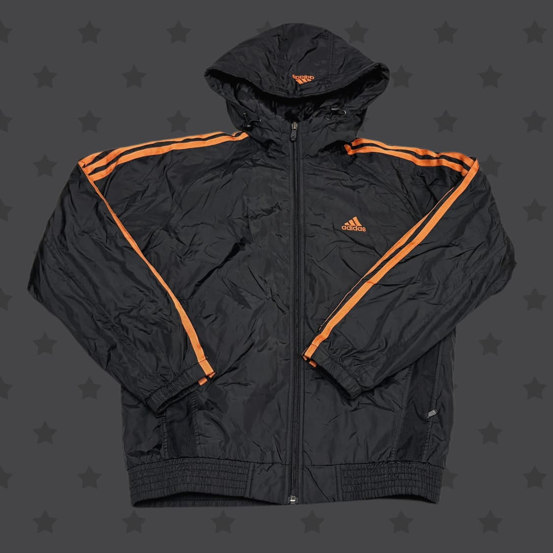 아디다스 아카이브 오렌지색 포인트 후드 블랙 패딩 상품이미지1