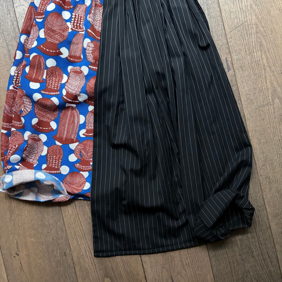 Pattern Stripe Docking Skirt Pants 상품이미지10