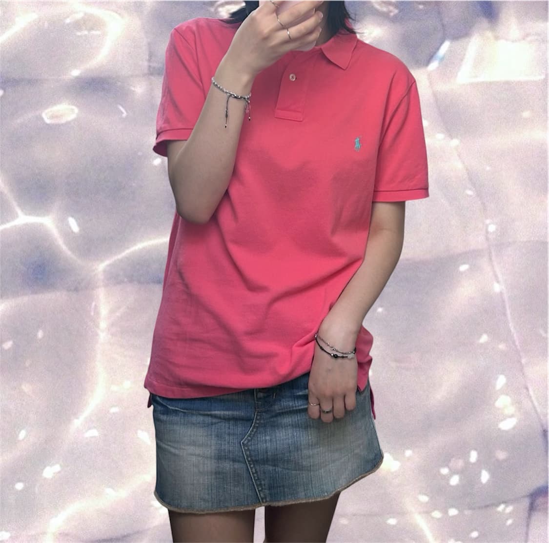 폴로 랄프로렌 PK 반팔 카라 티셔츠 핑크 S 상품이미지1
