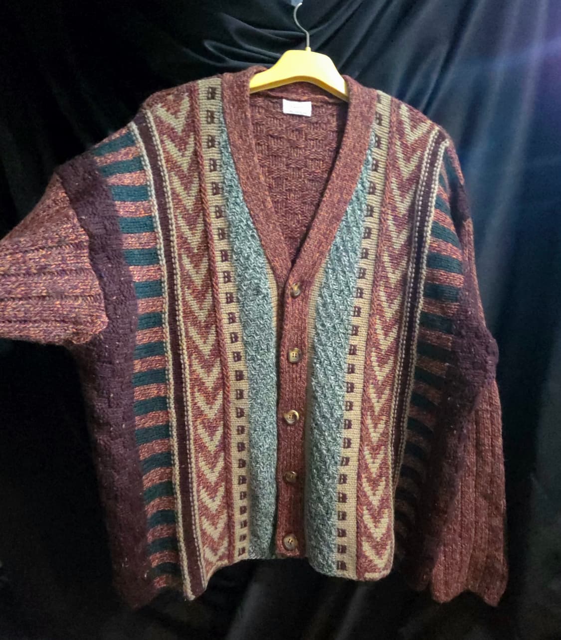 90' 베네통 빈티지 패턴 루즈핏 니트 가디건 상품이미지1