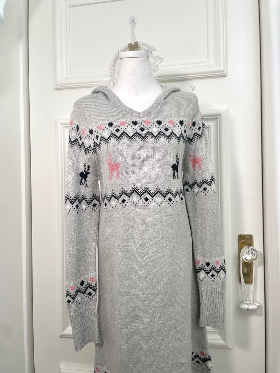 sheer gray heart nordic pattern hoodie o 상품이미지5