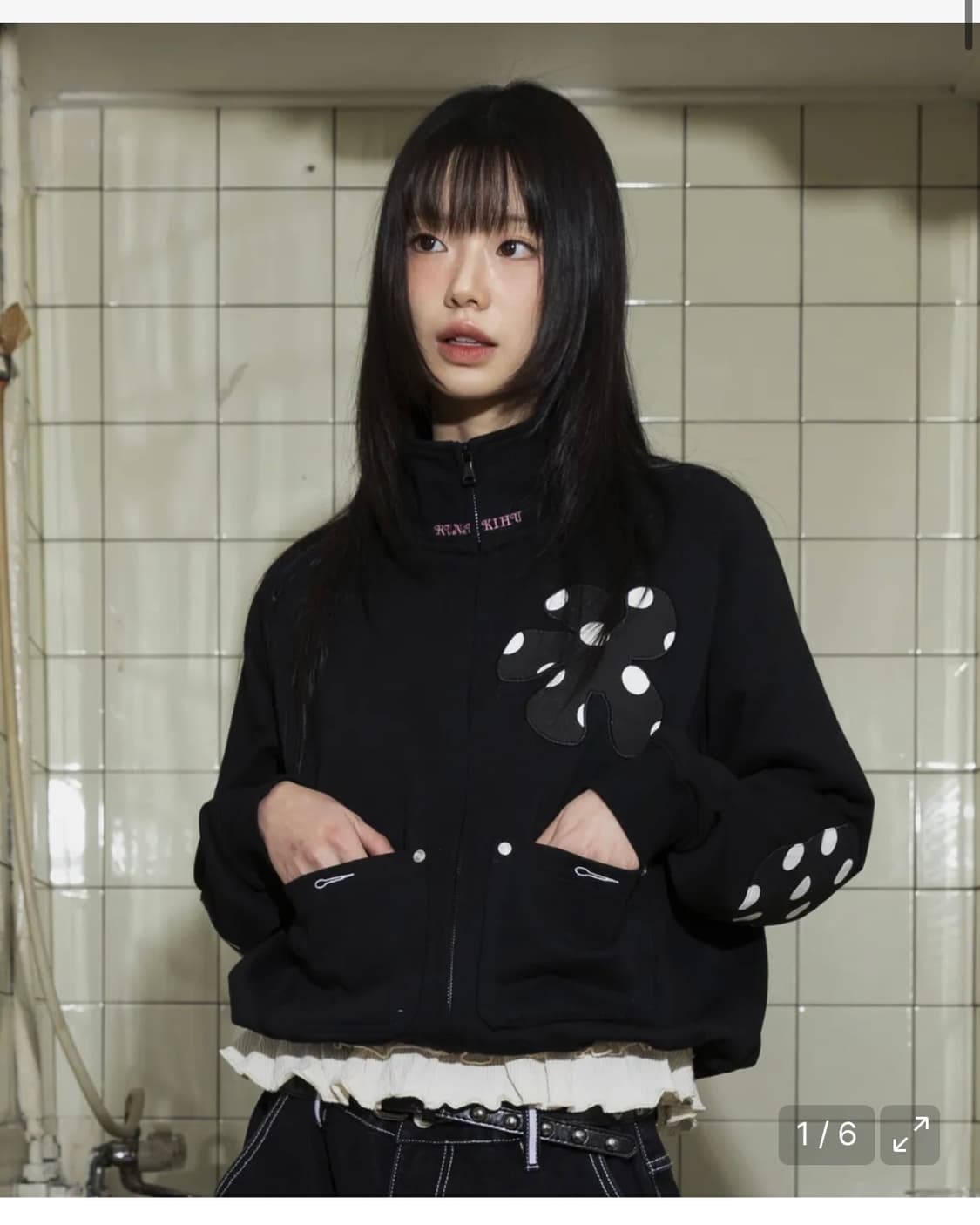 루나키후 도트 플라워 집업 상품이미지2