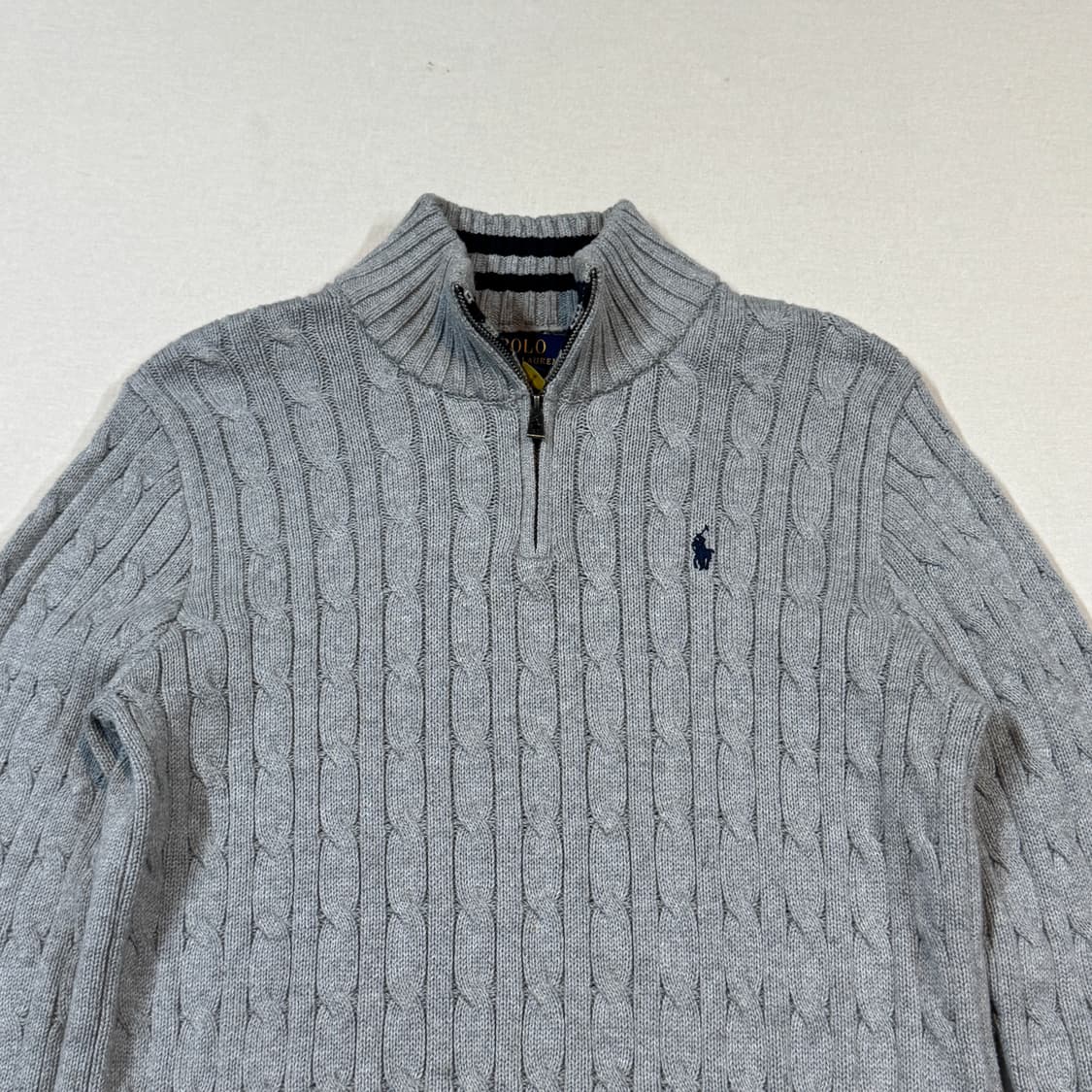 여M) 폴로 랄프로렌 케이블 니트 반집업 풀오버 그레이 상품이미지3