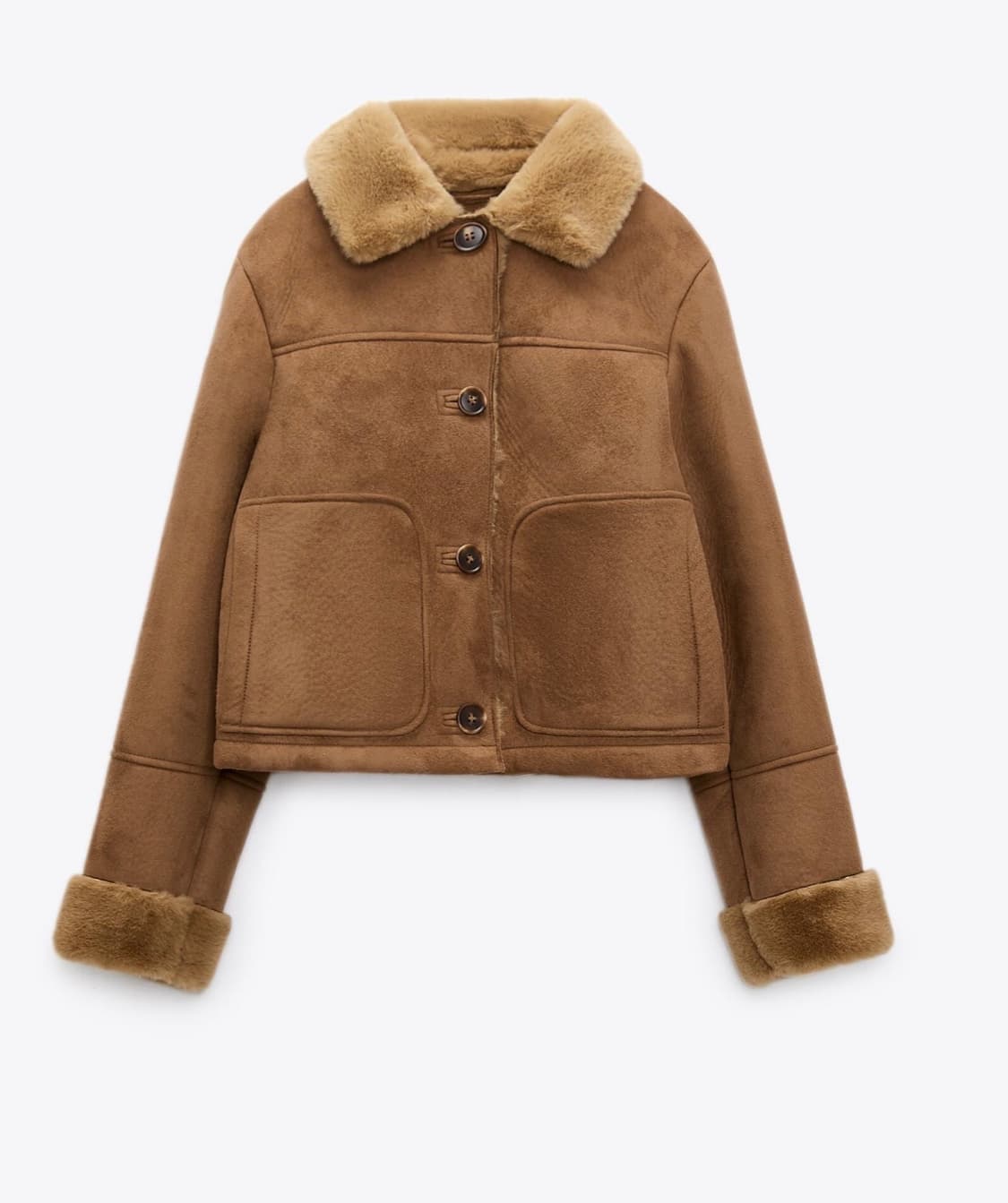 자라 페이크 스웨이드 더블 페이스드 크롭 점퍼 (M) 상품이미지1