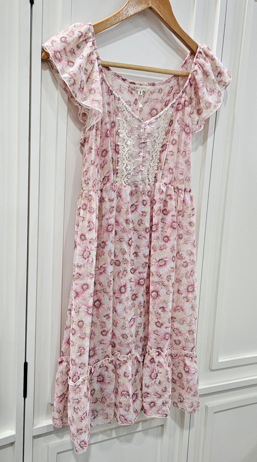 레스트로즈(LEST ROSE) 플라워 쉬폰 레이스 원피스 상품이미지2