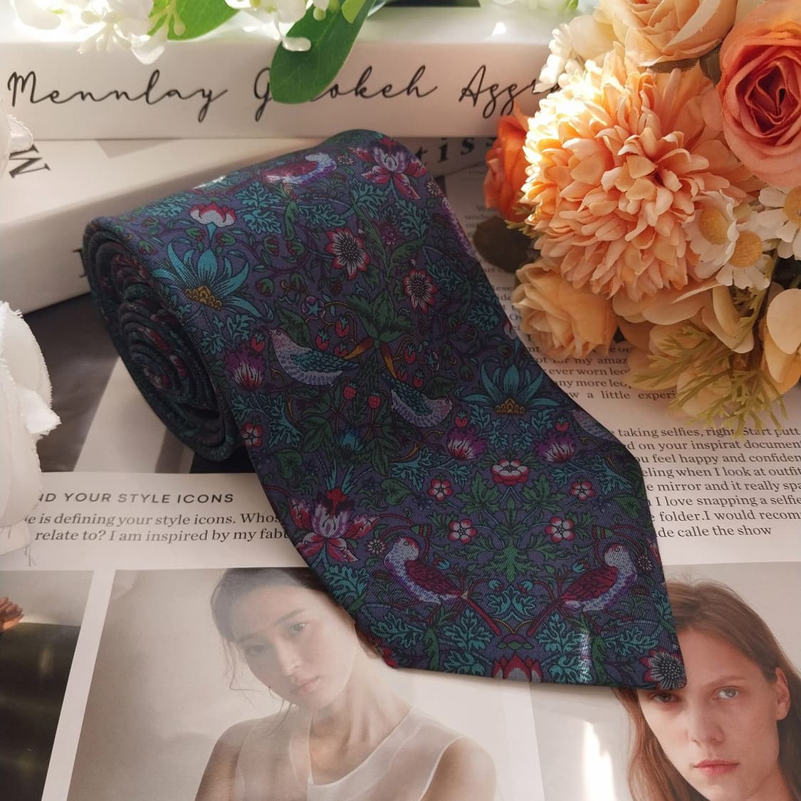 리버티 실크 그린 패턴 넥타이 9.2cm A+등급 K1716
 상품이미지2