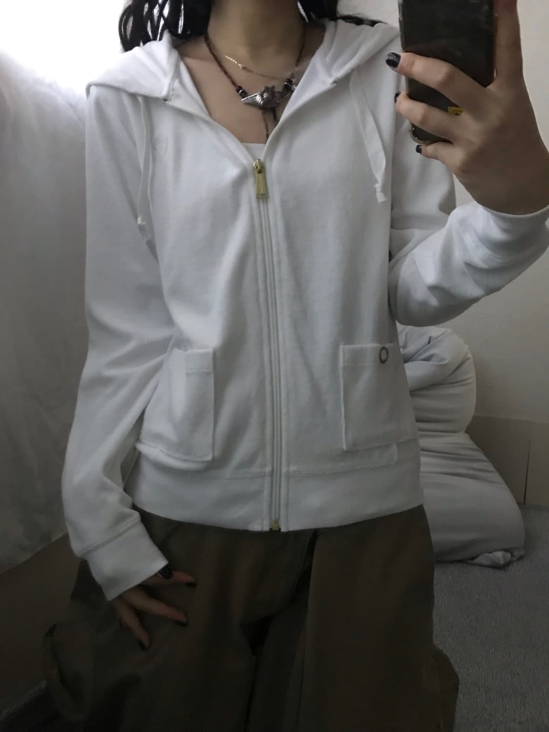 타미힐피거 화이트 벨루어 후드집업 상품이미지4